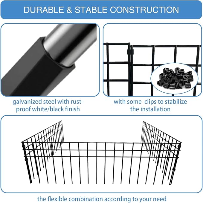 32x10-inch No Dig Animal Barrier Fence, 15 Pack Black Dig Protective Fence - Image 2