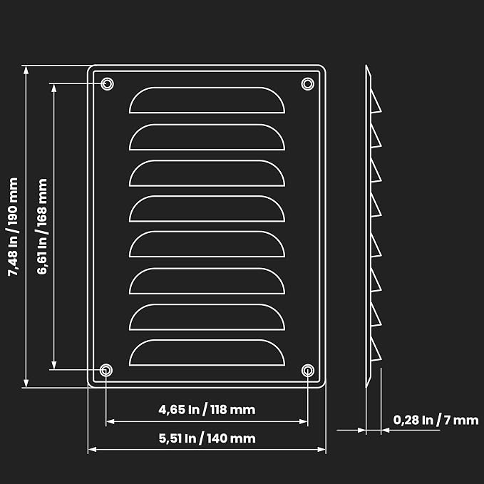 Repa Market 5.5" x 7.5" Inch Galvanized Air Vent Cover - Image 2