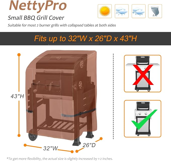 NettyPro Grill Cover Heavy Duty Waterproof 32 inch, Outdoor 2 Burner BBQ Gas - Image 5