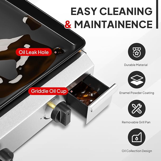 ROVSUN 4 Burner Portable Propane Griddle - Image 4