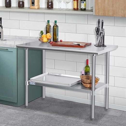Hally Stainless Steel Table for Prep & Work 24 x 48 Inches, NSF Commercial - Image 2
