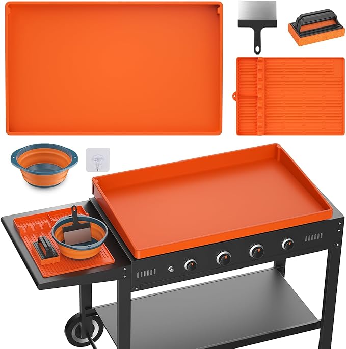 Silicone Grill Floor Mat Set for 36-Inch Griddle, Orange