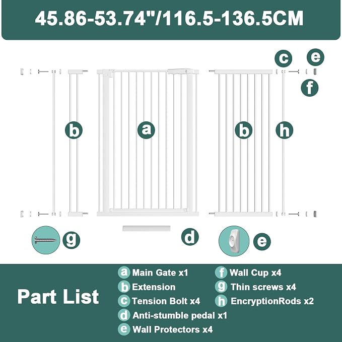 40.55" Tall 1.37" Ultra Narrow Spacing Dogs Pets Baby Gate - Image 6