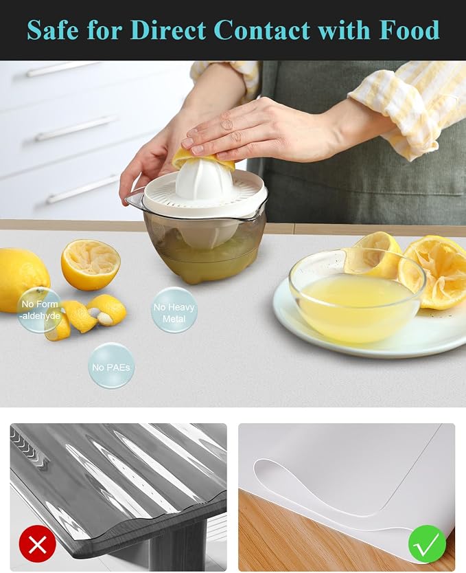 Pure White Plastic Table Cover Protector, 1.5mm Thick Rectangle Vinyl Table Top - Image 6