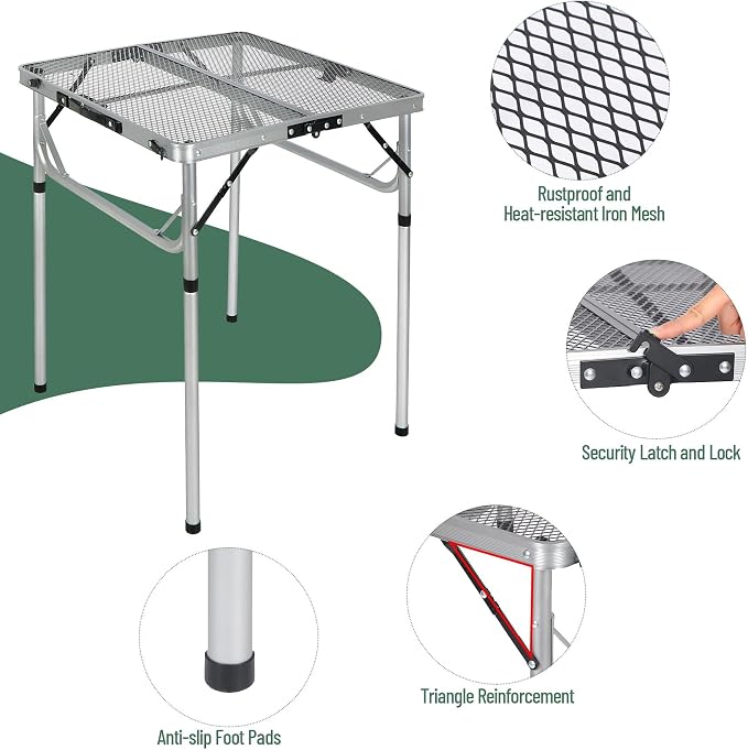 RedSwing Portable Grill Table for Outside, Aluminum Folding Grill Stand Table - Image 5