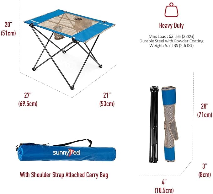 SUNNYFEEL Outdoor Folding Table | Lightweight Mesh Compact Camping Table - Image 3
