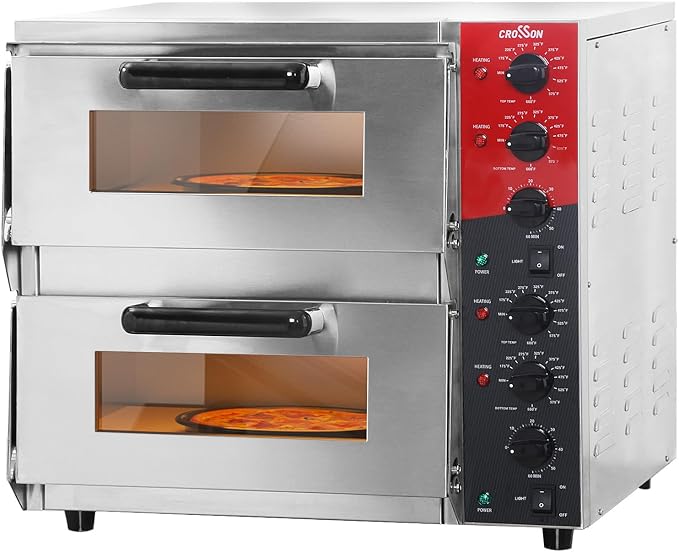 CROSSON ETL listed Commercial Double Deck 16 inch Countertop Electric Pizza Oven by CROSSON-CateringEquipment