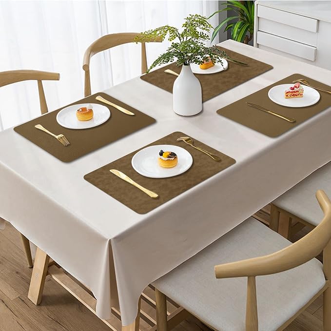BLESWIN Faux Leather Placemats, 12×17 Inch -Double Side Texture Color Table Mats - Image 2