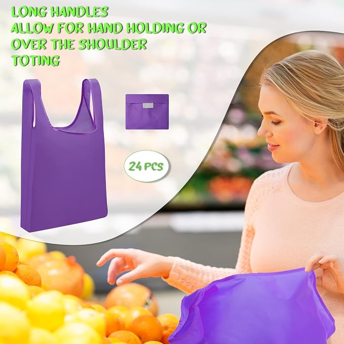 Eccliy 24 Pieces Reusable Grocery Bags Polyester Shopping Bags - Image 5
