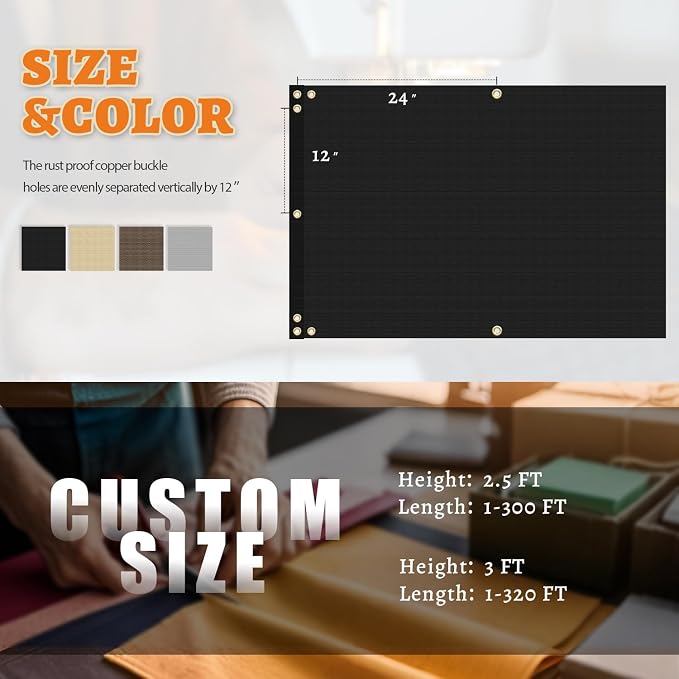 2.5' x 72' Balcony Privacy Screen Fence Cover - Image 6