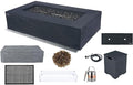 Elementi+ | Bundle Cape Town Gas Fire Pit Cast Concrete 56" Rectangular Fire by AMSFireplaceInc