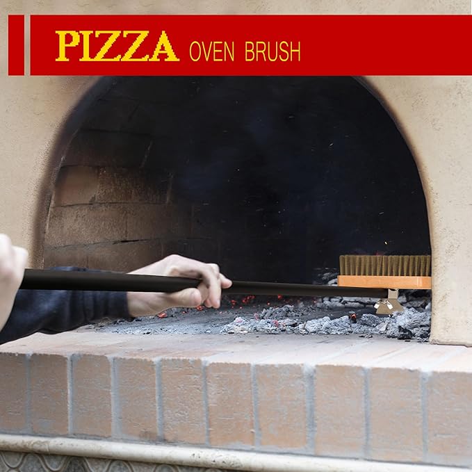 Pizza Peel Set 6 Piece with Aluminum Peels and Brass Bristle Oven Brush