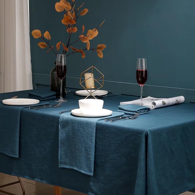 Blue Table Cloth for Rectangle Tables, Waterproof Spillproof Washable Tablecloth - Image 3