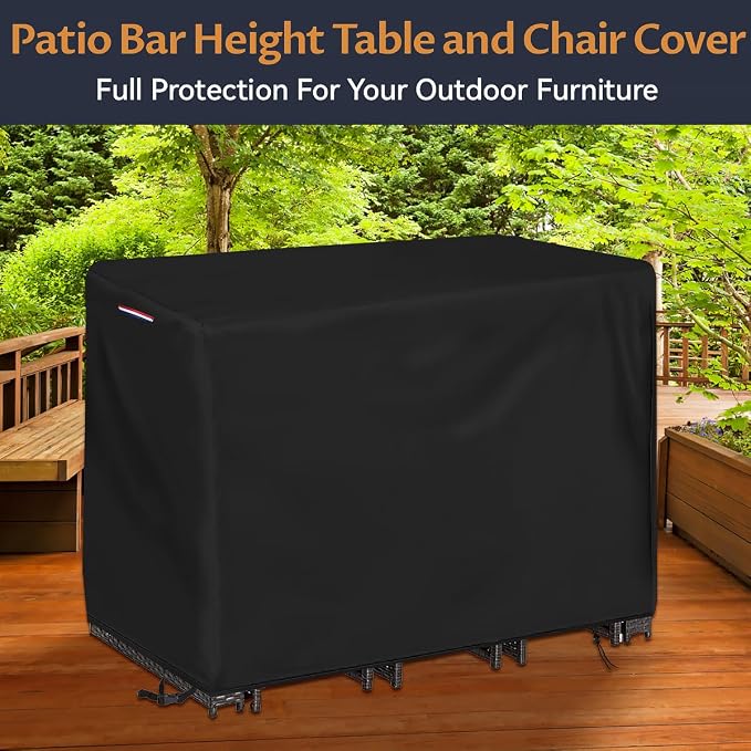 Outdoor Bar Table Set Cover, Heavy Duty Waterproof Outdoor Wicker Patio Bar - Image 7