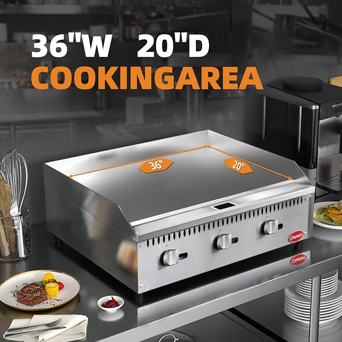 36" Commercial Countertop Griddle, 3 Burners Gas Griddle, 90000 BTU Output - Image 9