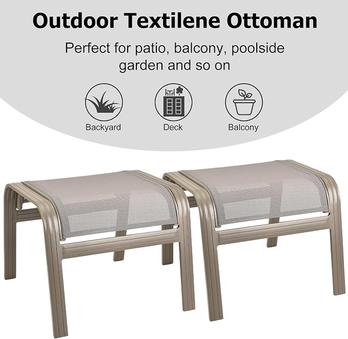Outdoor Ottoman Patio Footstools Assembled Aluminum Footrest Side Table Small - Image 5