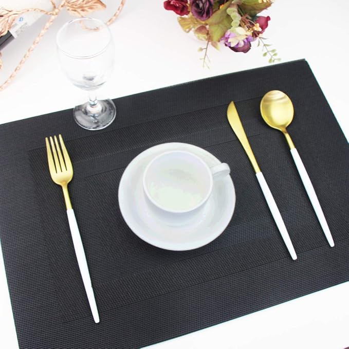Durable Placemats Set of 4 Vinyl Heat-Resistant Table Mats Washable Plastic - Image 5