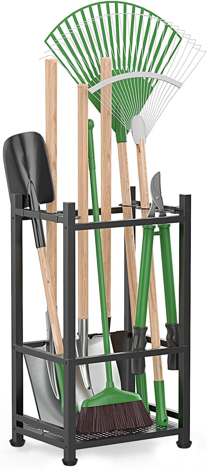 Garden Tool Organizer, Metal Yard Tool Tower Rack by Unknown