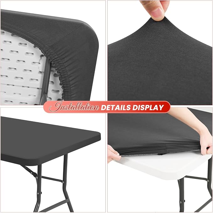 10 Pack Stretch Fabric Table Top Cap Cover, Washable Elastic Universal - Image 4