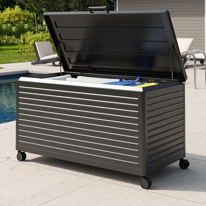 MIRADOR 175 Gallon Outdoor Storage Box Waterproof, Metal Deck Box by Mirador