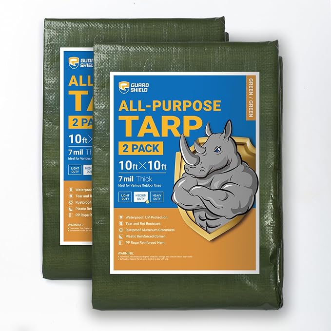 GUARD SHIELD Green Tarp Waterproof 10x10 Feet Medium Duty All Purpose Poly by GUARDSHIELD