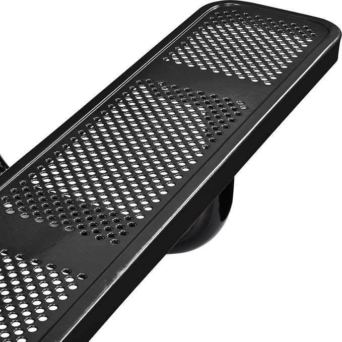 Global Industrial 72" Rectangular Perforated Metal Outdoor Picnic Table - Image 5