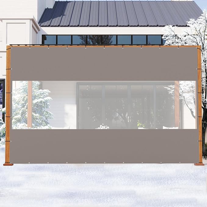Domi Heavy Duty Outdoor Clear Panel Curtain, 18 oz Waterproof PVC Polyester by domioutdoorliving