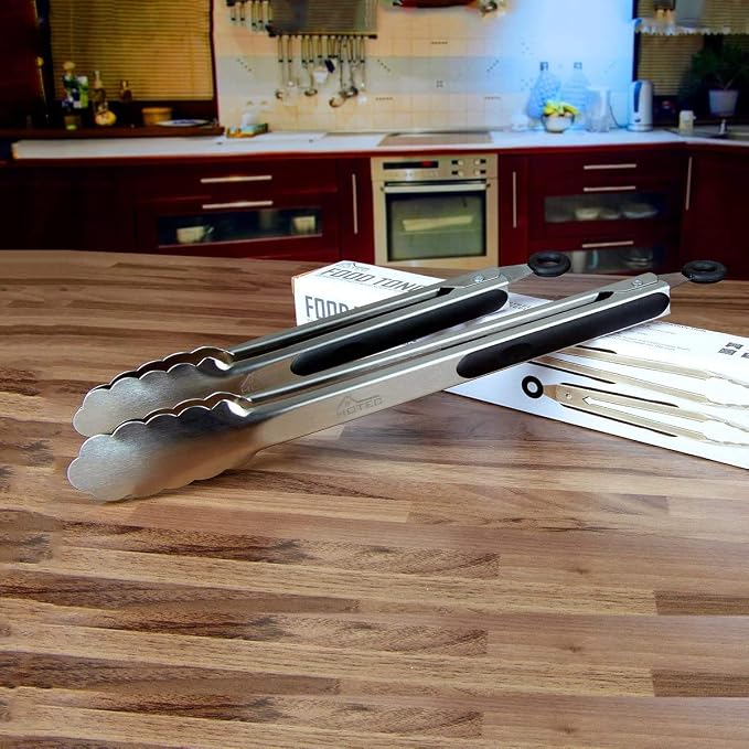 Hotec Stainless Steel Kitchen Tongs, Locking Metal Food Tongs - Image 9