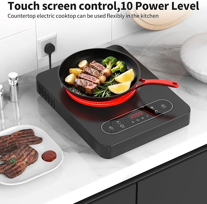 VBGK Single Burner Electric Cooktop, 110V 1800W Electric Stove Top - Image 8