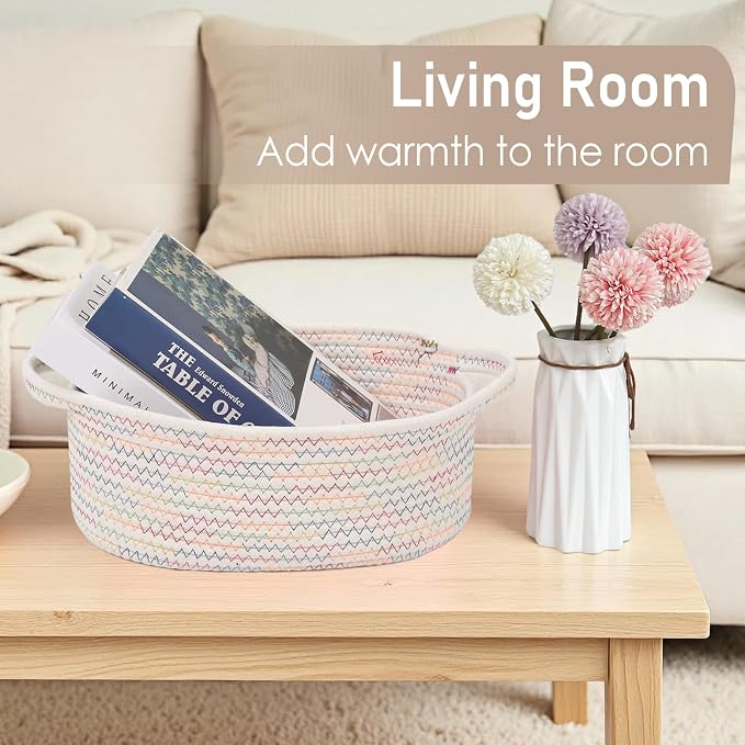 Woven Basket, Small Rope Storage Bin - Image 7