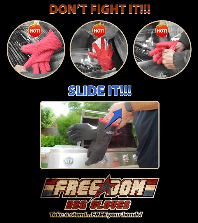MagneCHEF Freedom BBQ Gloves 932°F Heat Rated Magnetic EZ On Off Safety Clips - Image 8