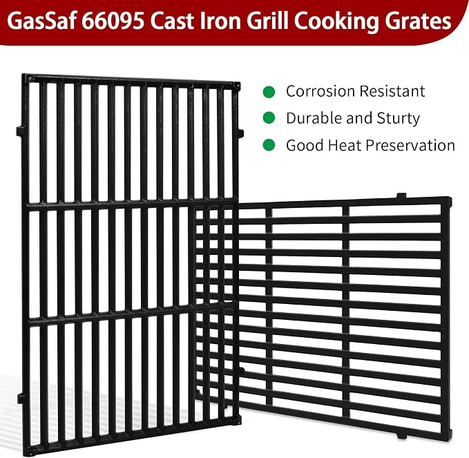 GasSaf 18.75" Grill Grates for Weber Genesis II/LX 300 Grills, Cast Iron Grates - Image 3
