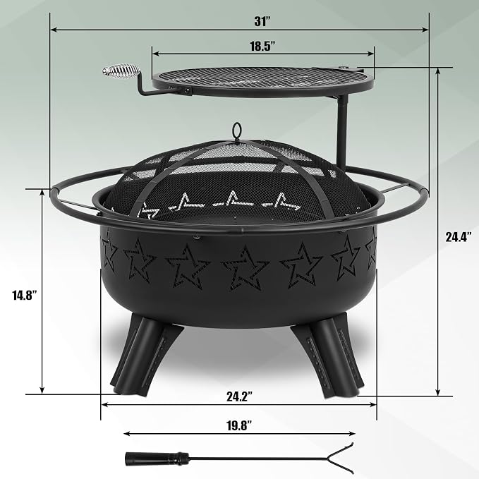 31" 2-in-1 Wood Burning Fire Pit - Image 7