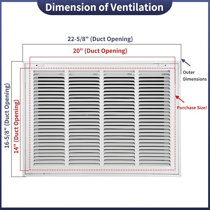 20"W x 14"H Steel Return Air Filter Grille - Image 2