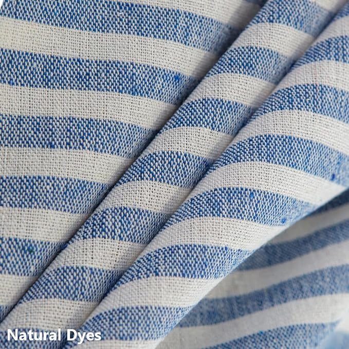 TruDelve 120 Inch Extra Long Tablecloth Blue and White Striped Tablecloths - Image 4