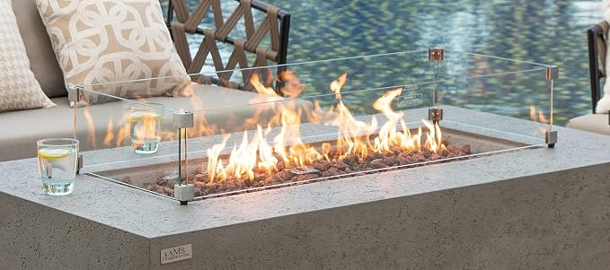 AMS Fireplace | Rectangular Fire Pit Glass Wind Guard - Image 5