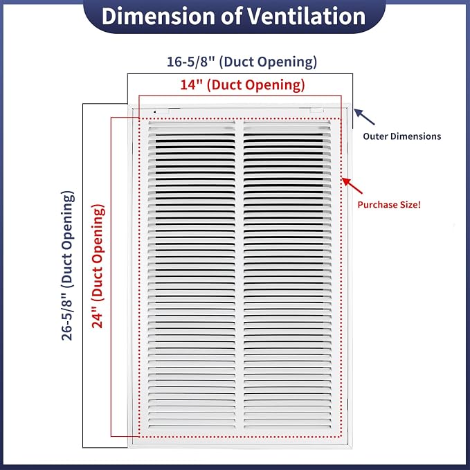 14"W x 24"H Steel Return Air Filter Grille - Image 2