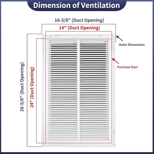 14"W x 24"H Steel Return Air Filter Grille - Image 2