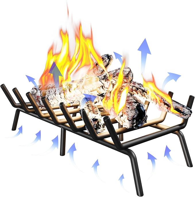 Fireplace Grate 24 Inch, Firewood Log Holder Rack, Heavy Duty Fire Wood Stove - Image 3