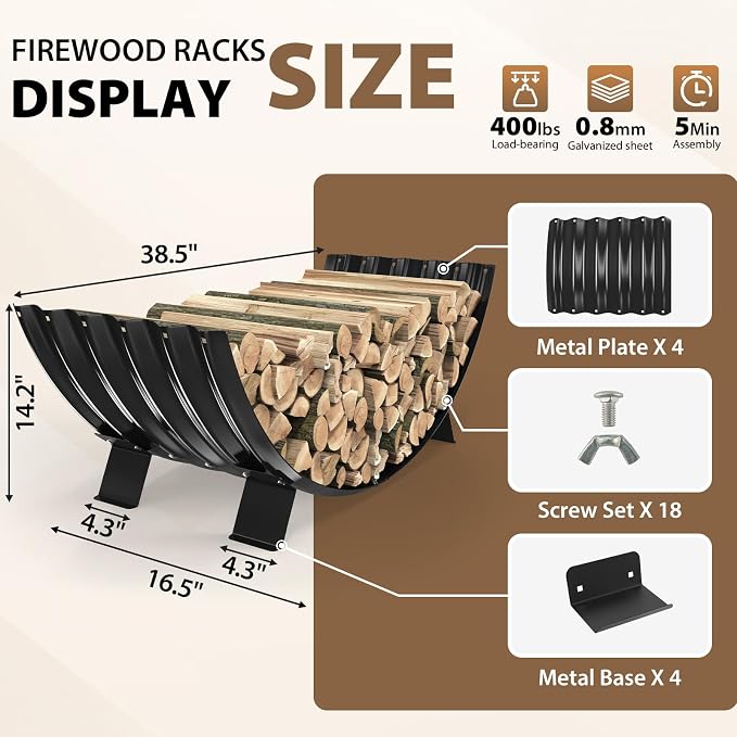 40 inch Diameter Sector Firewood Rack Storage -0.8MM Thick Galvanized Steel - Image 4