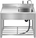 Free Standing Stainless-Steel Single Bowl Commercial Restaurant Kitchen Sink by KINGBO