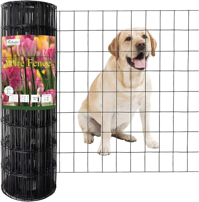 Black PVC Coated Welded Wire Fence 24 Inch x 50 Foot, 2 Inch x 3 Inch 16GA by FOREHOGARGARDEN%EF%BC%86HOME