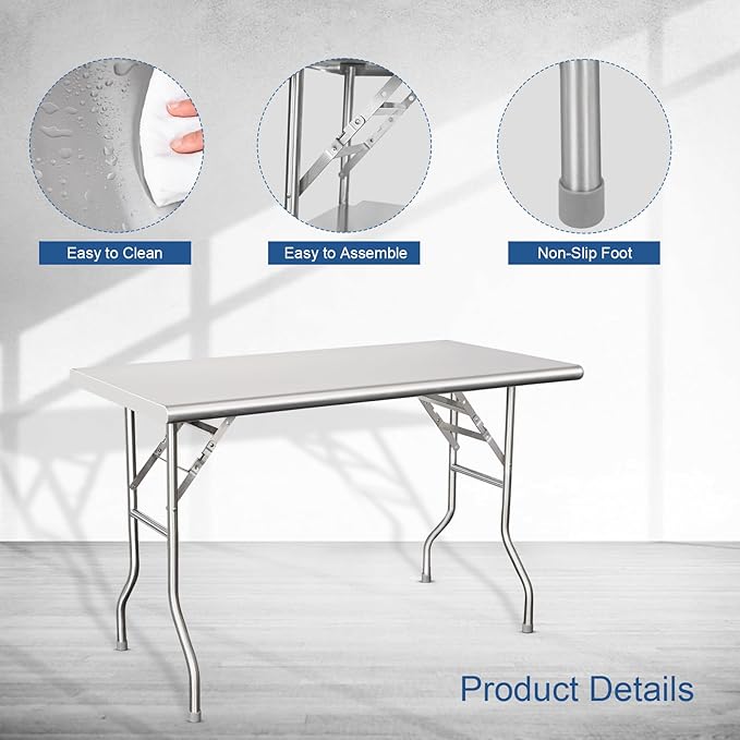 HARDURA Folding Stainless Steel Table 30X48 Inches - Image 5