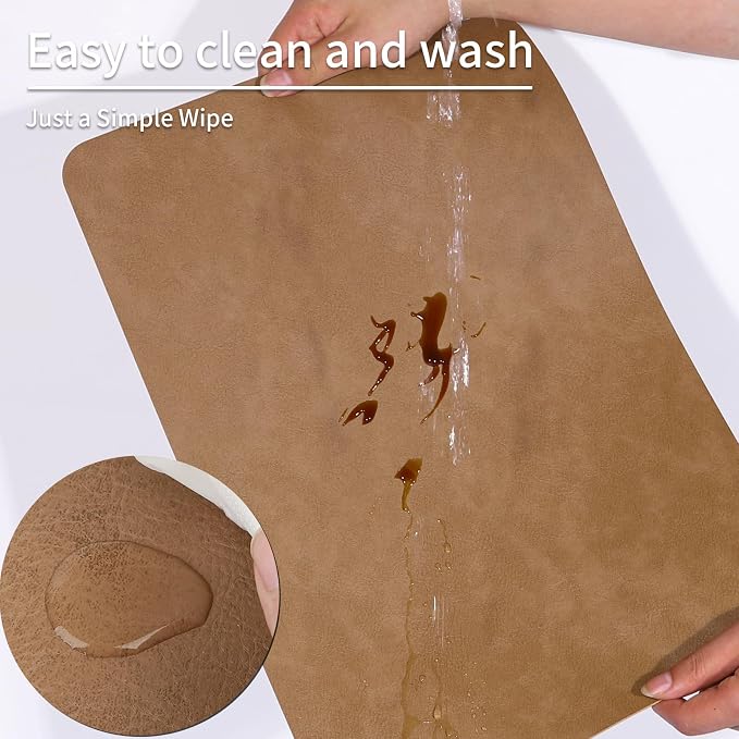 Cowhide Pattern Faux Leather Placemats Set of 6, Heat Resistant Non-Slip - Image 4
