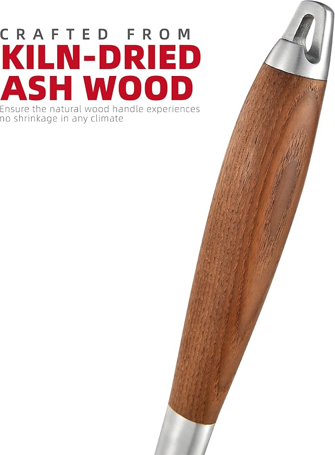 Heavy-Duty Heat-Treated Ash Wood BBQ Grilling Tools Set | Extra-Thick Stainless - Image 2
