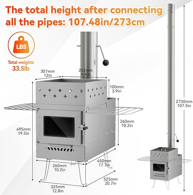Sauna Hot Tent Stove, Portable Wood Burning Stove - Image 2
