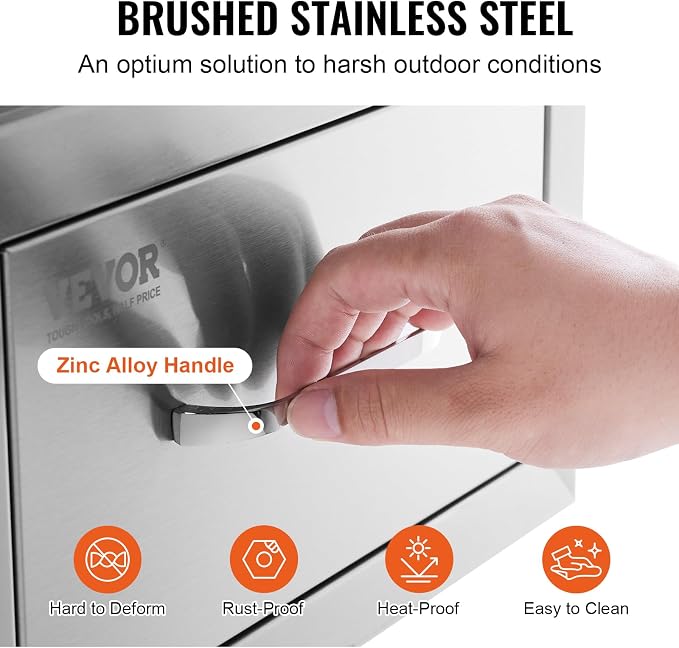 VEVOR 14x8.5 Inch Outdoor Kitchen Drawers Stainless Steel, Flush Mount Double - Image 6