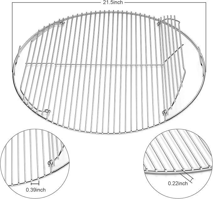Hinged Cooking Grate for 22” Charcoal Grill, Round Charcoal Grate for Weber 7436 - Image 2