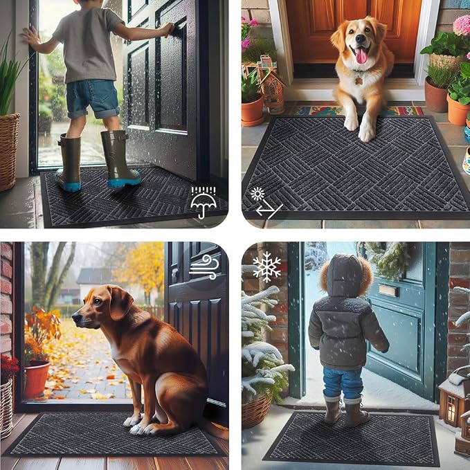 Smiry Front Door Mat Outside Entrance, Heavy Duty Outdoor Indoor Mat, Natural - Image 7