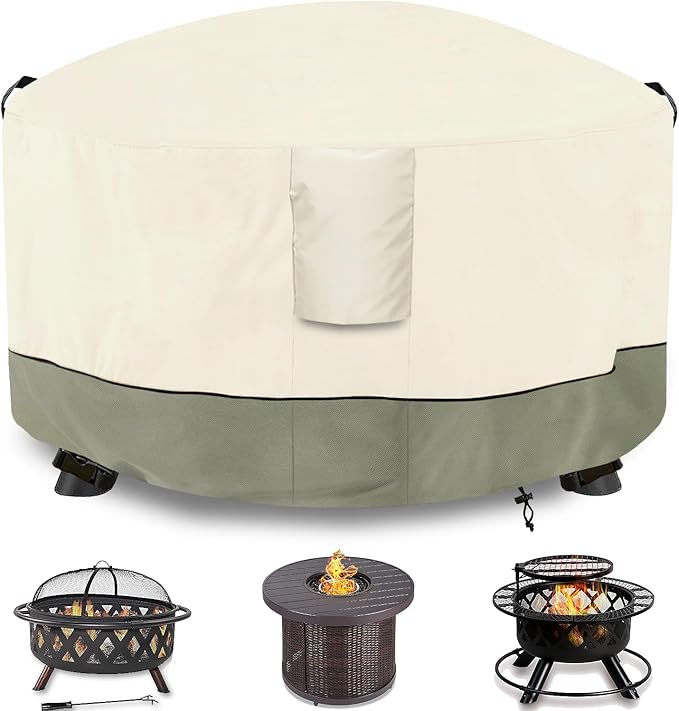 Fire Pit Cover, Outdoor Heavy Duty 600D 100% Waterproof Fire Pit Cover Round by Dalema